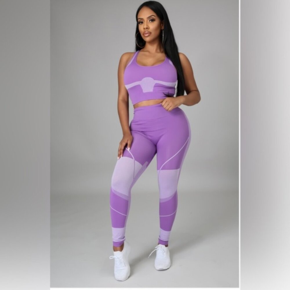 Kimberly size small NWT purple 2 piece workout set